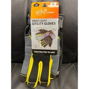 24/7 Life by 7-Eleven Heavy Duty Utility Gloves Reinforced Palm Grey Yellow L
